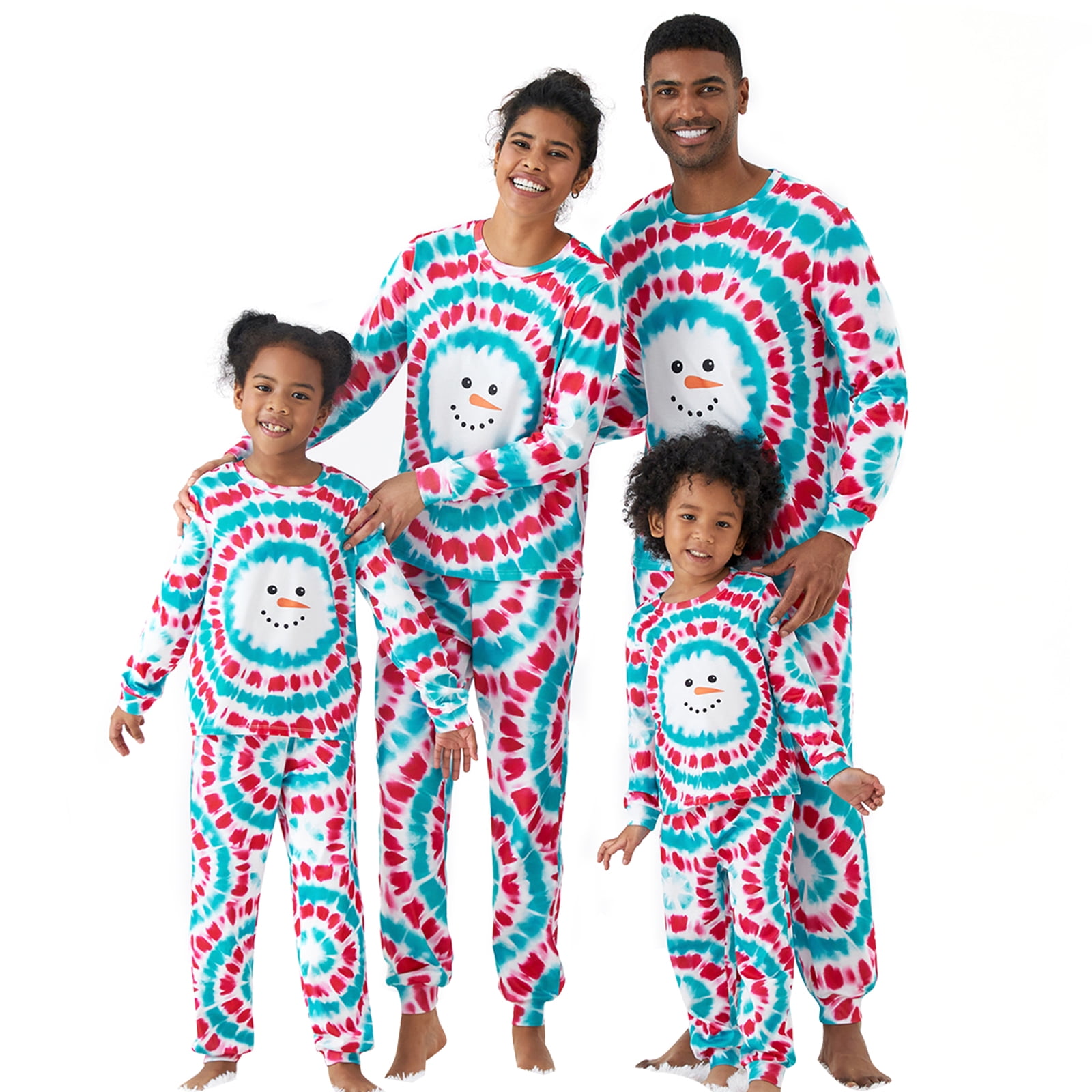 PatPat Baby Pajamas Christmas Snowman Tie Dye Print Family Matching