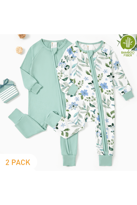 Baby Pajamas Viscose from Bamboo Footless Zip Bodysuits Baby Sleep N Play Pajamas for Boys and Girls 2Pack,18-24 Months