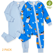 Baby Pajamas Infant Boy Bodysuit Viscose from Bamboo Footless Zip Bodysuits Baby Sleep N Play Pajamas for Boys and Girls Gift 2Pack,9-12 Months