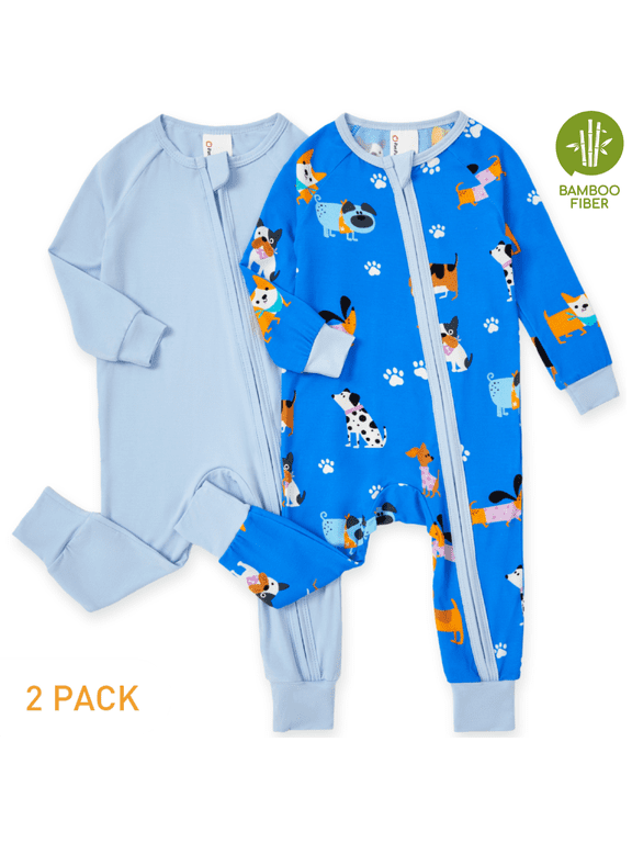 Baby Pajamas Newborn Boy Bodysuit Viscose from Bamboo Footless Zip Bodysuits Baby Sleep N Play Pajamas for Boys and Girls Gift 2Pack,3-6 Months