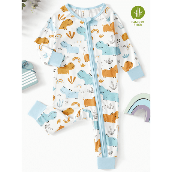 PatPat Baby Pajamas with Bamboo Viscose Footless Baby Sleep N Play Pajamas Zipper Sleeper for Newborn Infant Girls and Boys 9-12 Months