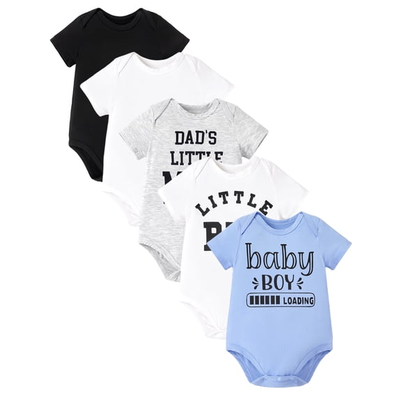 PatPat Baby Romper Bodysuits Supersoft Bamboo Viscose Short Sleeve Boys and Girls Newborn Infant Clothes 5Pack 3-6 Months