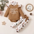 thumbnail image 1 of PatPat Baby Ruffle Long-sleeve Romper and Floral Trousers Set,3-piece,Unisex,Sizes 0M-18M, 1 of 9