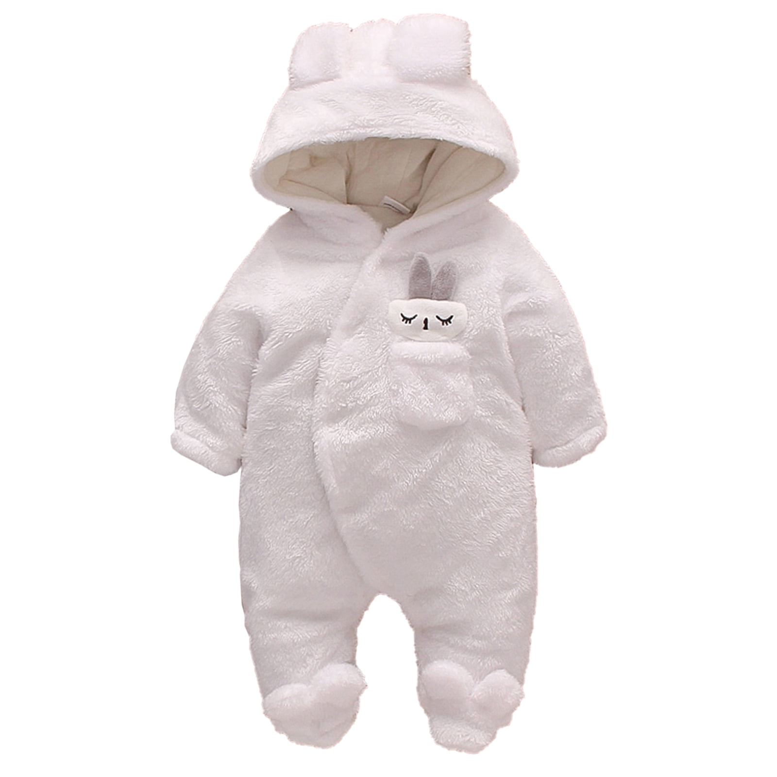 PatPat Baby Solid Fleece Rabbit Hooded Jumpsuit - Walmart.com