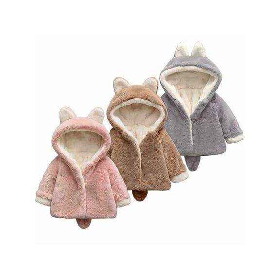 PatPat Baby / Toddler Baby Adorable Ear Decor Solid Hooded Coat(Baby boys&Baby girls),Clearance