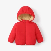 PATPAT Toddler Girl Coats Boy Winter Clothes Fleece Lined Hooded Puffer Jacket for Toddler Kids Solid Long Sleeve Warm Outerwear, Red, 5-6 Years