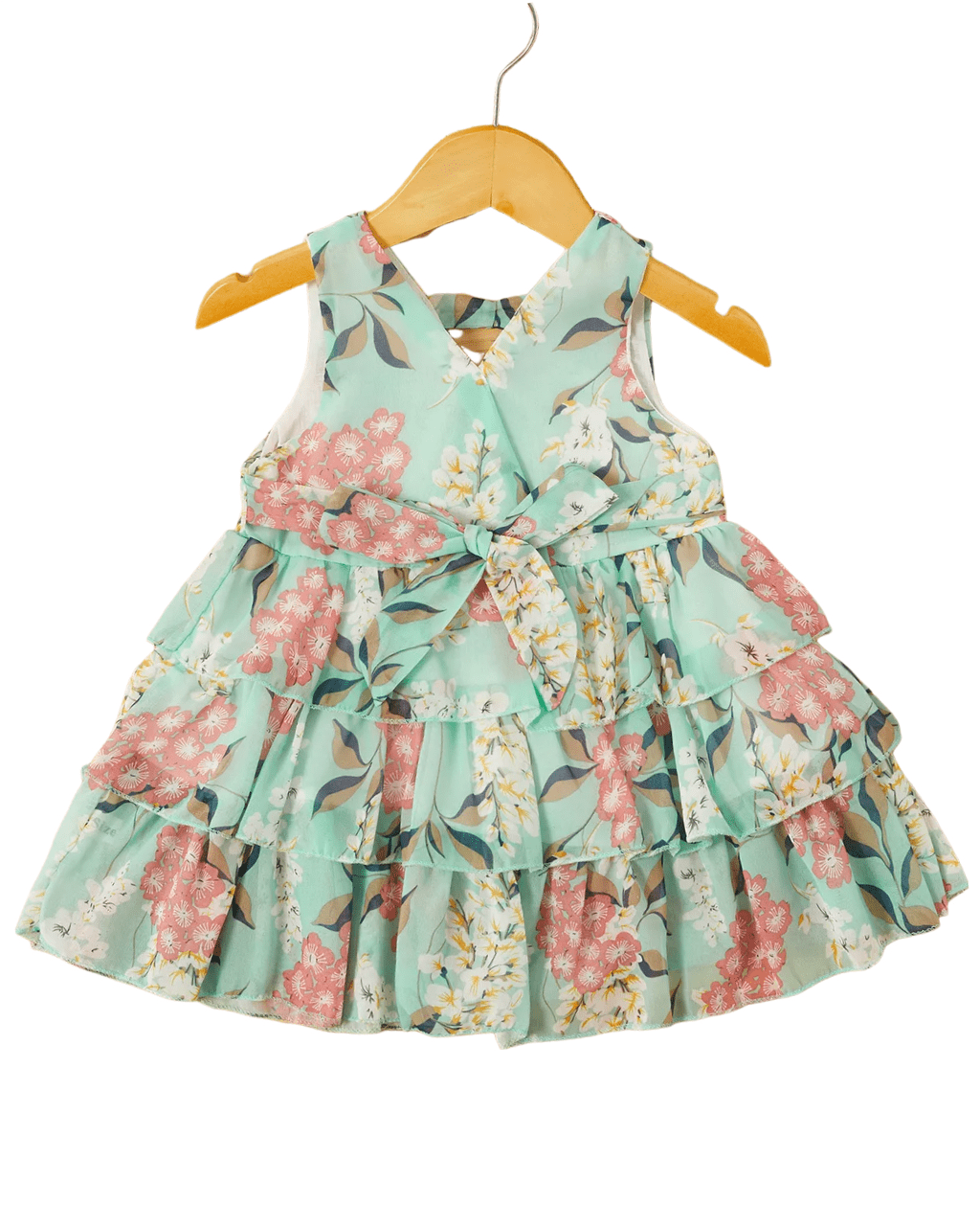 PatPat Girls Summer Dress Toddler Girl Floral Dresses Chiffon Layered Princess Sundress, Green,5