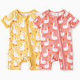 thumbnail image 1 of PatPat Baby Clothes Bamboo Rompers Zip Short Sleeve Baby Gifts Bodysuits Sleepwear 2Pack 0-3 Months, 1 of 14