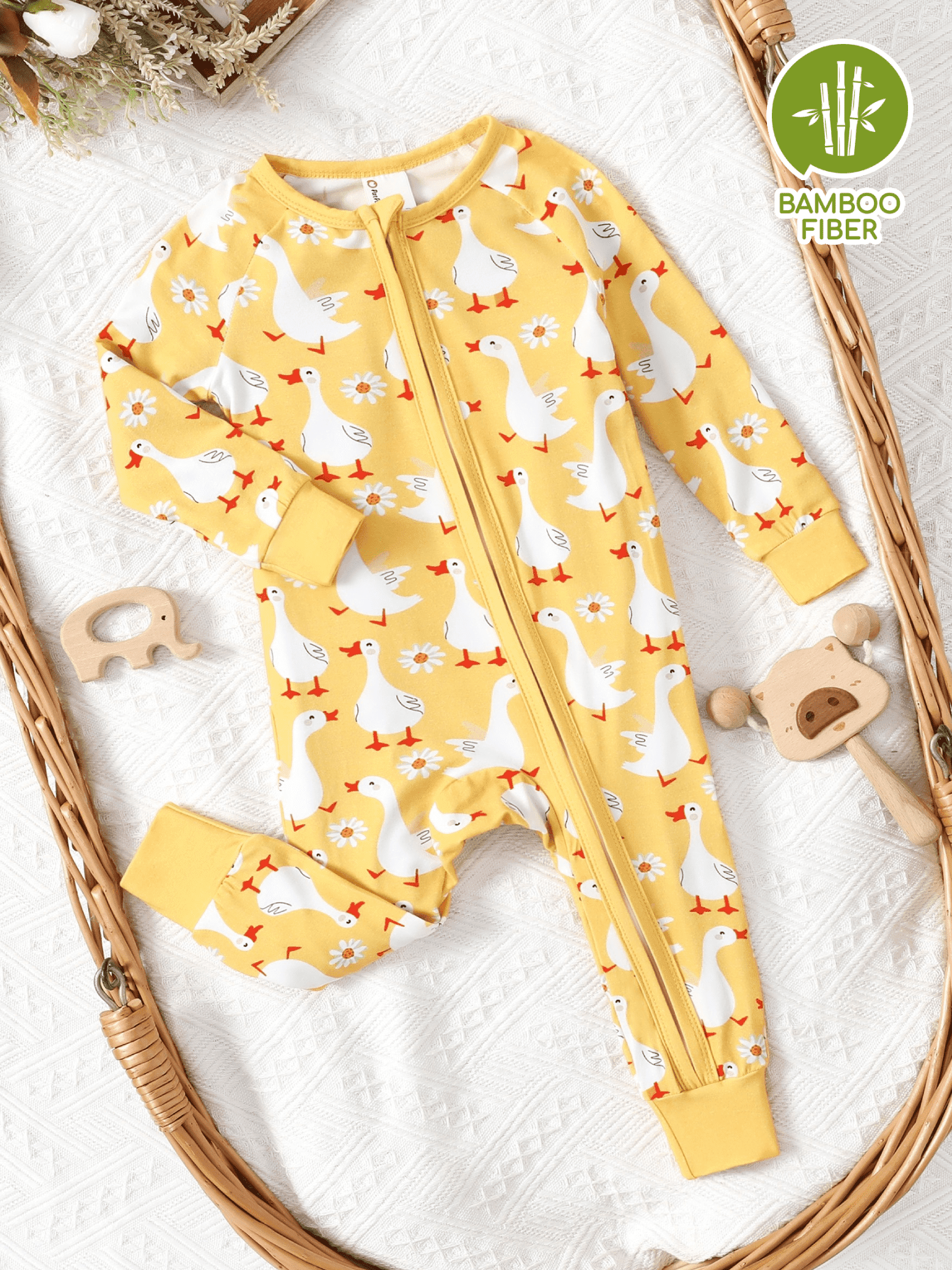 PatPat Baby Clothes Bamboo Viscose Zip Pajamas Snug Fit Newborn Infant Girls Boys Baby Gifts,6-9 Months