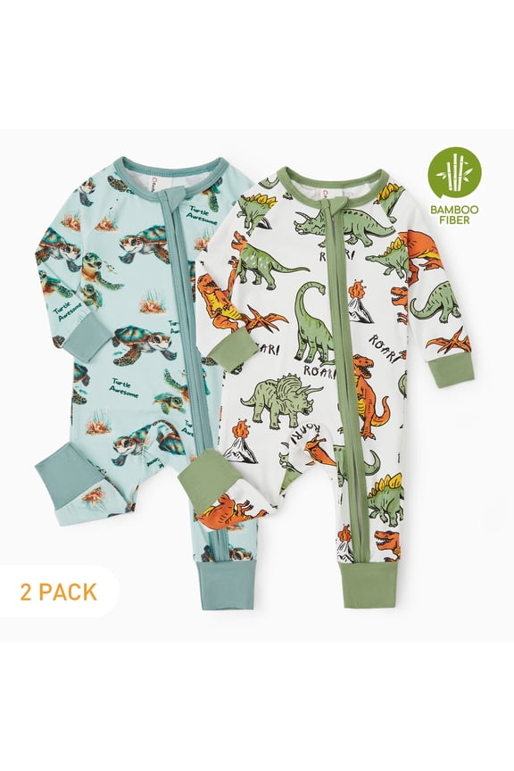 Baby Boy Clothes Bamboo Viscose Baby Pajamas Zip Snug Fit Dinosaur Newborn Infant Boys Baby Gifts,18-24 Months