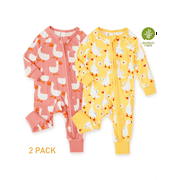 PatPat Bamboo Baby Pajamas Baby Girl Gifts Snug Fit Zipper Long-Sleeved Baby Bodysuits Sleepwear,2Pack,0-24 Months