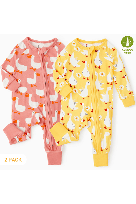 Baby Girl Clothes Unisex Viscose from Bamboo Footless Zip Sleepwear Long Sleeve Snug Fit Baby Pajamas for Newborn Infant Boys Girls Baby Gifts Sleeper 2Pack,0-3 Months