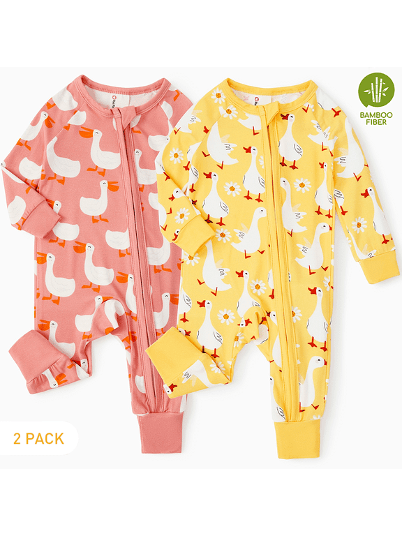 Baby Girl Clothes Unisex Viscose from Bamboo Footless Zip Sleepwear Long Sleeve Snug Fit Baby Pajamas for Newborn Infant Boys Girls Baby Gifts Sleeper 2Pack,0-3 Months