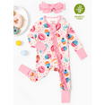 thumbnail image 1 of PatPat Baby Girl Pajamas Bamboo Viscose Footed & Footless 2-Way Zipper Footies Baby Girl Gifts Sleep N Play Pajamas with Headbands Pink Infant 12-18 Months, 1 of 14