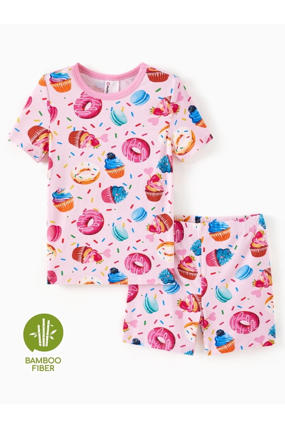 Girls Pajamas Toddler Clothes Viscose from Bamboo Kids 2-Piece Pj Set Gifts Short Sleeve Tops Pants Snug Sleepwear Sizes 2T