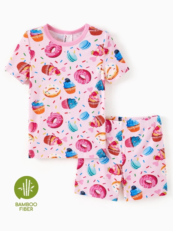 Girls Pajamas Toddler Clothes Viscose from Bamboo Kids 2-Piece Pj Set Gifts Short Sleeve Tops Pants Snug Sleepwear Sizes 2T