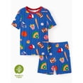 thumbnail image 1 of PatPat Pajamas for Toddler Viscose from Bamboo Boys Snug Fit Pajamas Kids Short Sleeve Graphic Top & Pj Pants Breathable Sleepwear Sets, Blue, 6T, 1 of 9