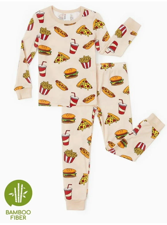 2 Piece Pajamas Set Viscose from Bamboo Toddler Girls Boys Snug Fit Pjs Kids Long Sleeve Top & Pants Nightwear Sets, Apricot, 5T