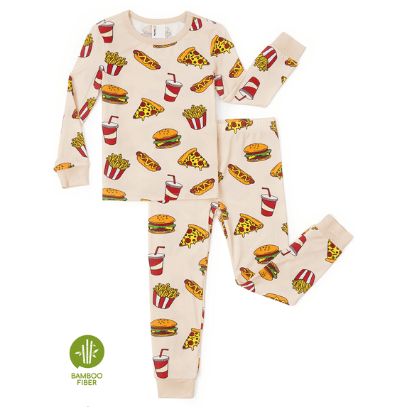 PatPat 2 Piece Pajamas Set Viscose from Bamboo Toddler Girls Boys Snug Fit Pjs Kids Long Sleeve Top & Pants Nightwear Sets, Apricot, 5T