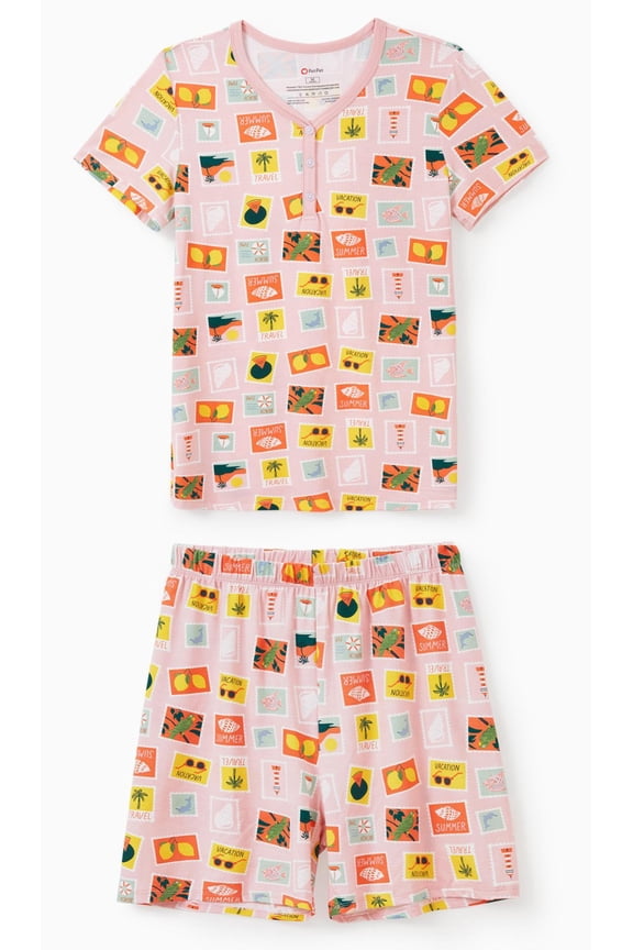 Matching Pajamas for Couples Viscose from Bamboo Pajamas Skinny Lightweight Summer Short Sleeve and Shorts Lounge Sleepwear Women Pjs Set Women S-XL