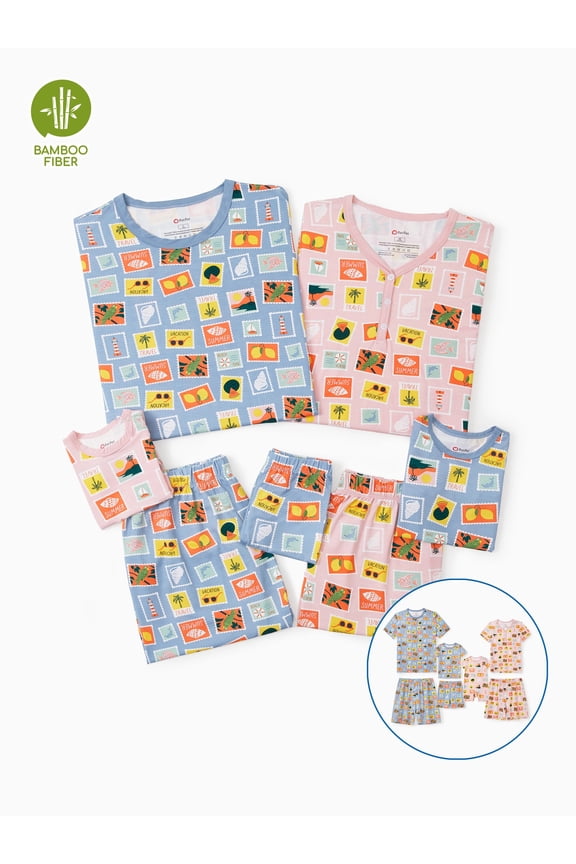 Pajamas for Women Set Viscose from Bamboo Pajamas Family Matching Skinny Lightweight Summer Short Sleeve and Shorts Lounge Sleepwear Women S-XL