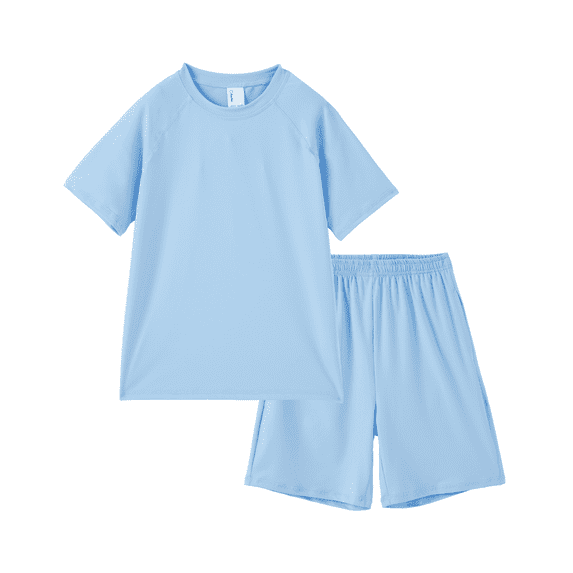 PatPat Boy Clothes Kids Clothes Set Solid Tee and Shorts Outfit Set 2 Piece 5-6Y