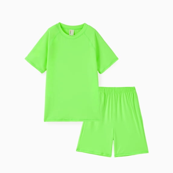 PatPat Boy Clothes Kids Clothes Set Solid Tee and Shorts Outfit Set 2 Piece 5-6Y