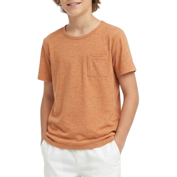 PatPat Boy T Shirts Kids Short Sleeve Solid Crew Neck Tee Tops 5-6Y
