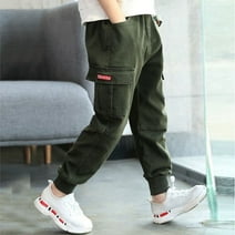 PatPat Boys Cargo Pants with Pocket Cotton Solid Sweatpants Size 5-10