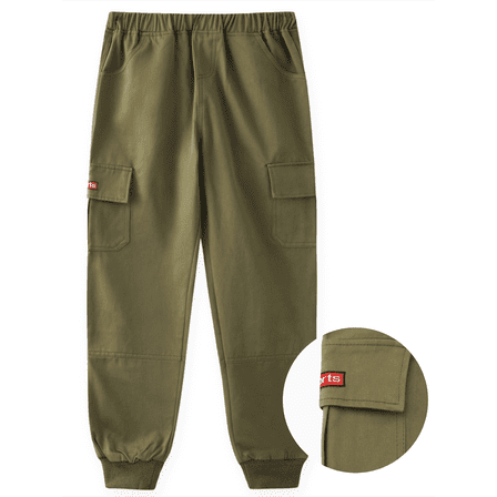 PatPat Boys Cargo Pants with Pocket Cotton Solid Sweatpants Size 5-10