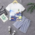 thumbnail image 1 of PatPat Boys Clothes Set Vacational Graphic Tee with Light Blue Denim Shorts Sizes 5-12, 1 of 6