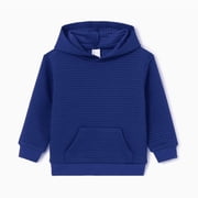 Boys Hoodies Casual Pullover Sweatshirt Solid Color Ribbed Hoodie Dark Blue 3Y