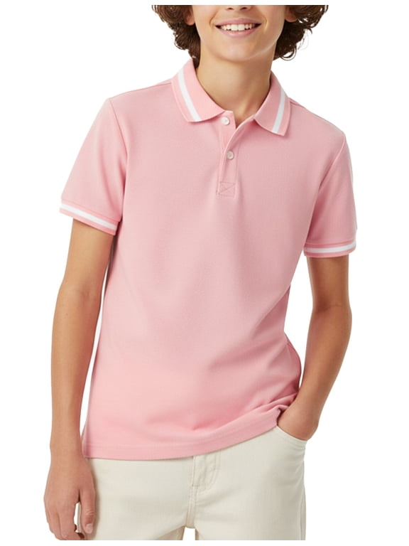 Boys Polo Shirts Short Sleeve Collared Button Placket School Tops11-12Y