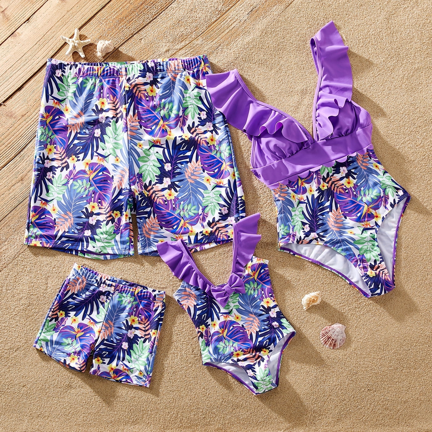 PatPat Boys Swim Trunks Tropical Swim Shorts Family Matching Swimsuits ...