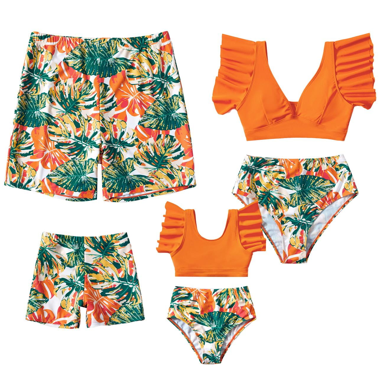 New Summer Girls' Swimsuit and Swim Trunks Two-piece Set