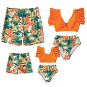 PATPAT Boys Swim Trunks Tropical Swim Shorts Family Matching Swimsuits Two Piece Bathing Suit for Women Men Girls Boys