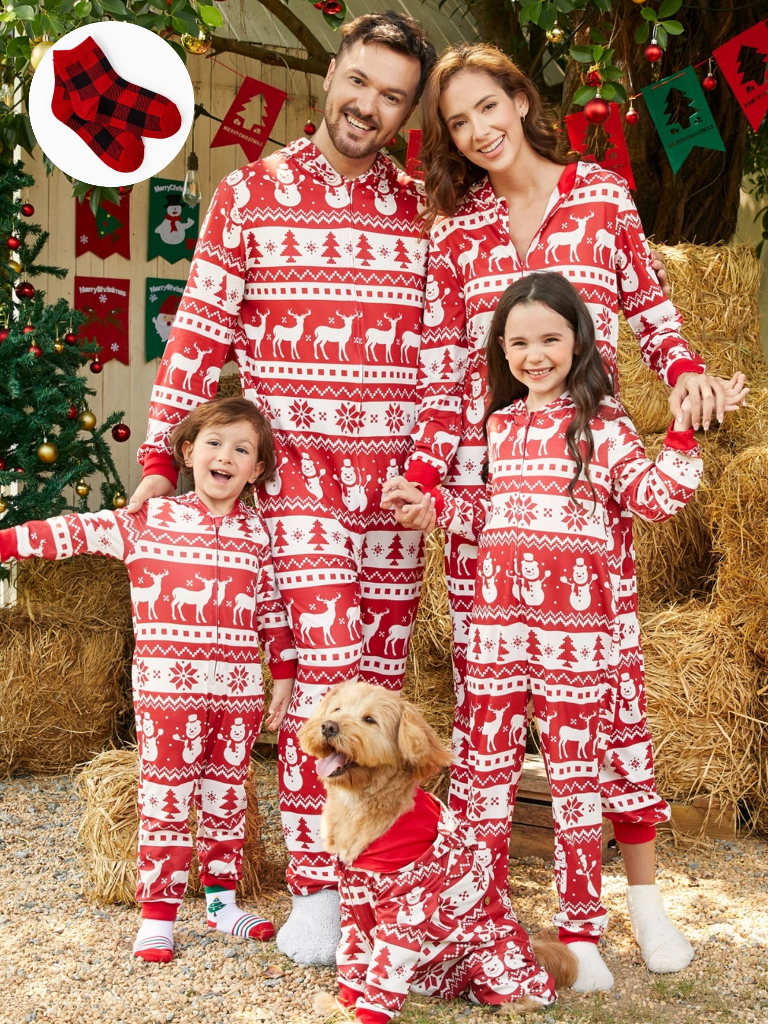 PatPat Christmas Pajamas Family Matching Onesies for Men Long Sleeve ...