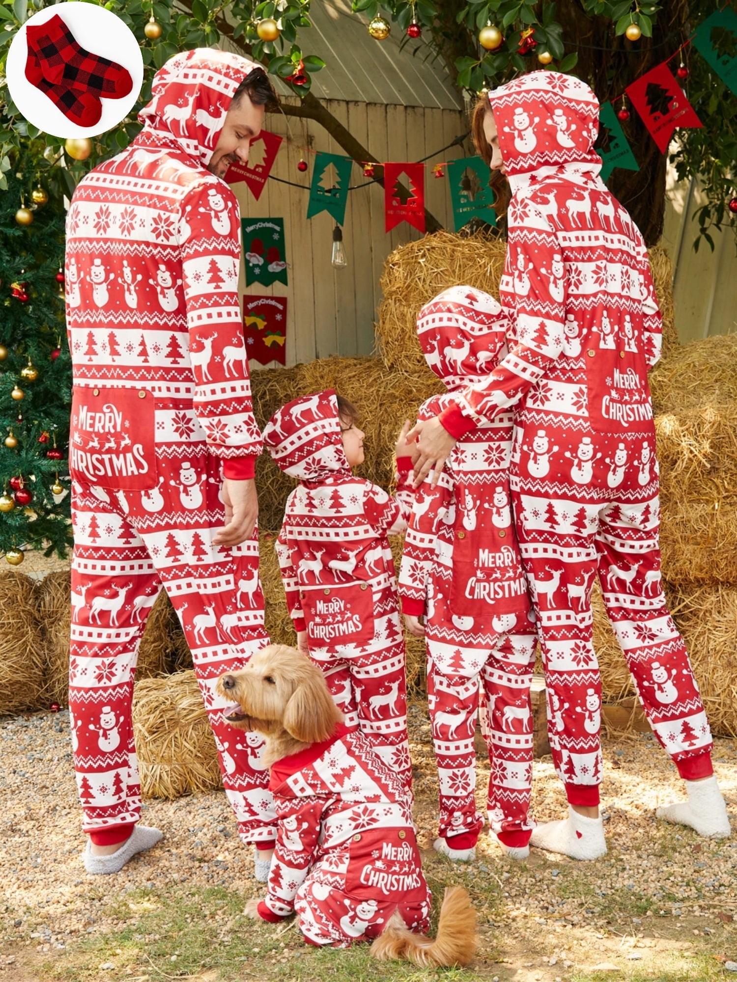 PatPat Christmas Pajamas Family Matching Onesies for Women Long Sleeve ...