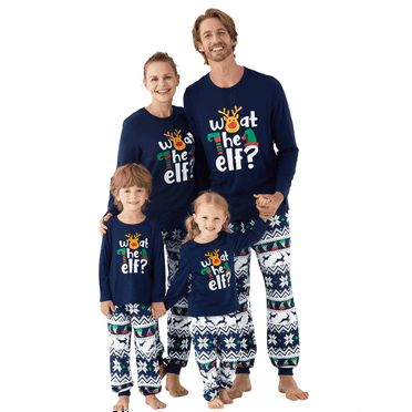 PatPat Christmas Family Matching Pajamas Dark Blue Elf Graphic Long-sleeve Pajamas Sets