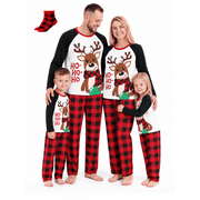 PatPat Mens Pajamas Family Christmas Pajamas for Couples 2 Piece Long Sleeve Reindeer Top & Red Plaid Pants Set PJs with Christmas Sock Holiday Sleepwear Men XL