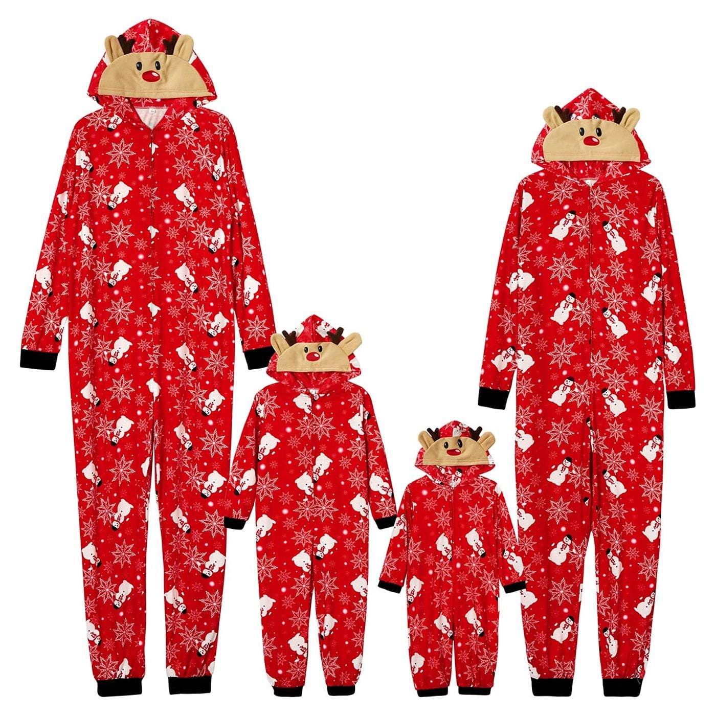 PatPat Christmas Family Matching Pajamas, Hooded Onesies, Red Snowman ...