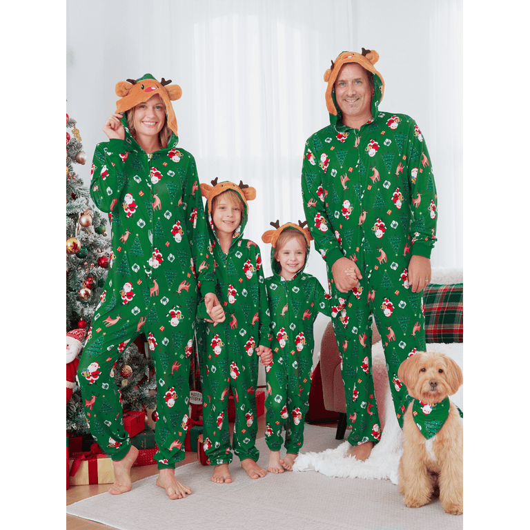 PatPat Christmas Family Matching Pajamas Sets Reindeer Hooded