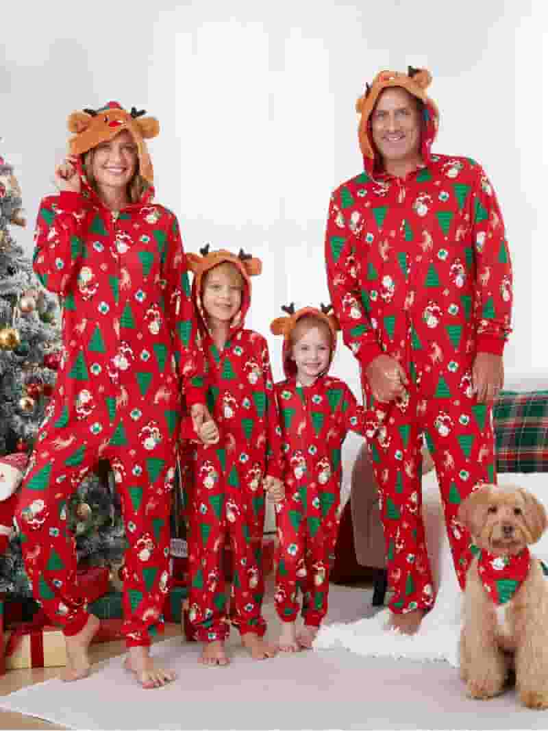 Christmas Pajamas Ropa Patpat Christmas Flannel Print Pajamas