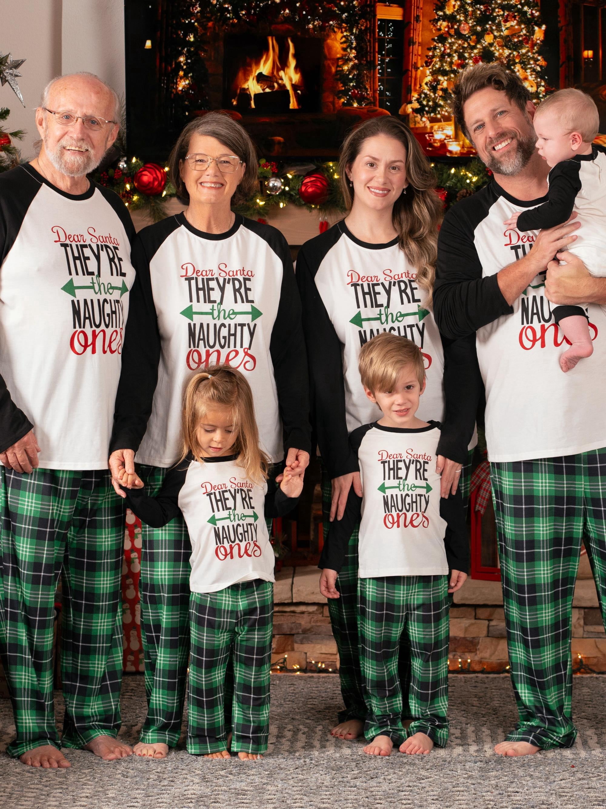 PatPat Unisex Christmas Letter Contrast Top and Plaid Pants Outfit, 2 ...