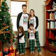 PatPat Christmas Family Matching Pajamas for Women Girls Boys Baby Pajamas Letter Contrast Top and Pants Set