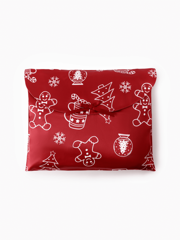 Christmas Gingerbread Man Gift Bags Large Reusable Woven Fabric Gift Bags for Xmas Presents Holiday Party Favors and Christmas Pajamas, Red