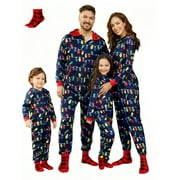 PATPAT Christmas Pajamas Family Matching One Piece Pjs for Kids Girls Boys Fair Isle Onesies with Holiday Hat & Socks, Red, 6-7 Years