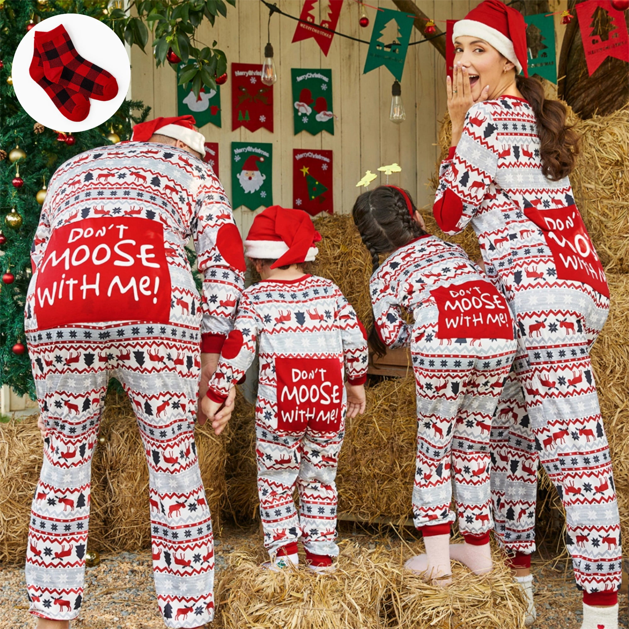 PatPat Christmas Pajamas Family Matching One Piece Pjs for Kids Girls ...