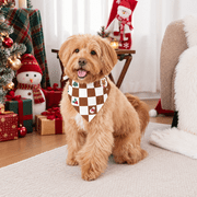 PatPat Christmas Dog Bandana Holiday Checkerboard Pattern Pet Scarf with Snap Closure