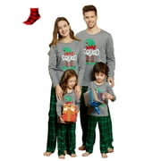 PatPat Christmas Womens Pajamas Set Long Sleeve Top and Green Plaid Pant Family Matching Pjs Gifts Lounge Outfit Sets with Socks, 2-Piece, Size XXL